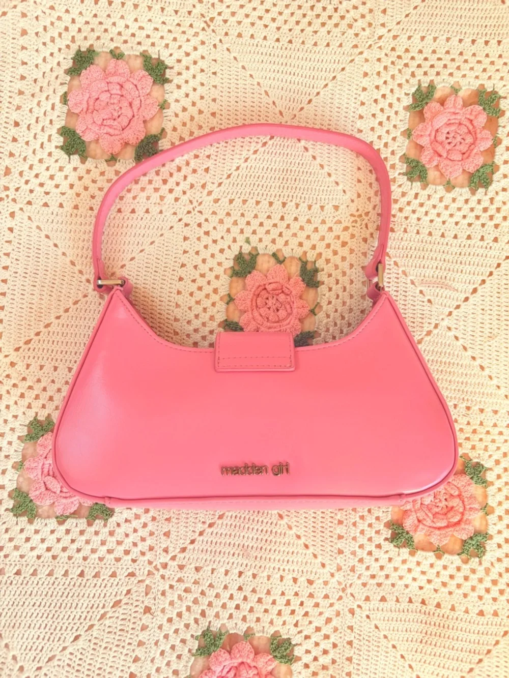 Madden Girl Coral Pink Shoulder Bag with Bow Detail - Picture 2 of 4